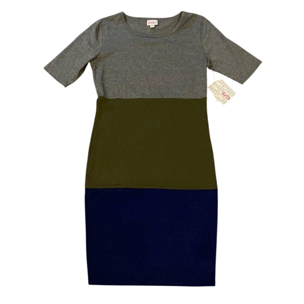 Rare LuLaRoe Julia Pencil Colorblock Modern Form Fitting Bodycon Dress Sz S NWT
